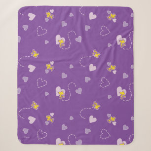Couverture Sherpa cacahuètes   Woodstock Motif de coeur pourpre