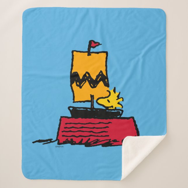 Couverture Sherpa cacahuètes | Woodstock Snoopy Plat Bateau à voile (Devant)