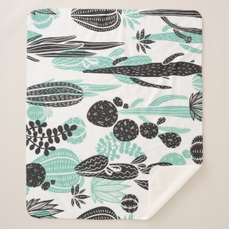 Couverture Sherpa Cactus Dessinés À La Main : Doodle sans joint