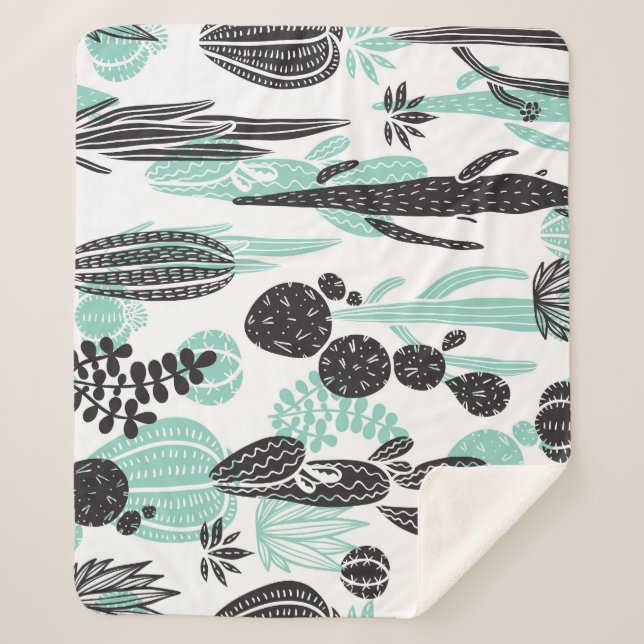 Couverture Sherpa Cactus Dessinés À La Main : Doodle sans joint (Devant)