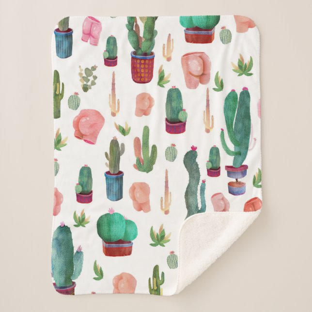 Couverture Sherpa Cactus et boutons (Devant)