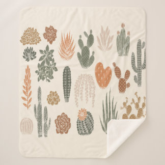 Couverture Sherpa Cactus et succulent motif sans soudure