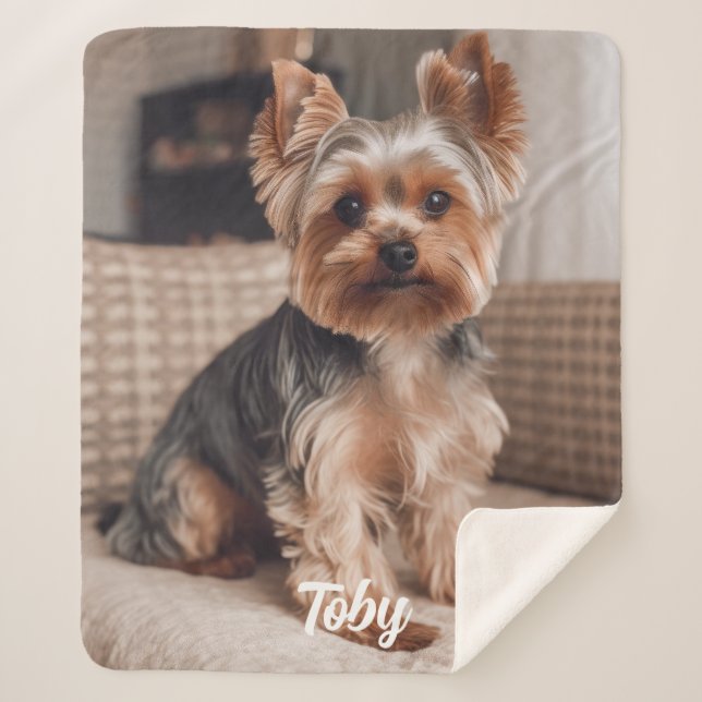 Couverture Sherpa Cadeau Amoureux des chiens photo avec nom (Devant)