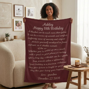 Couverture Sherpa Cadeau d'anniversaire 18 ans pour petite-fille, pe