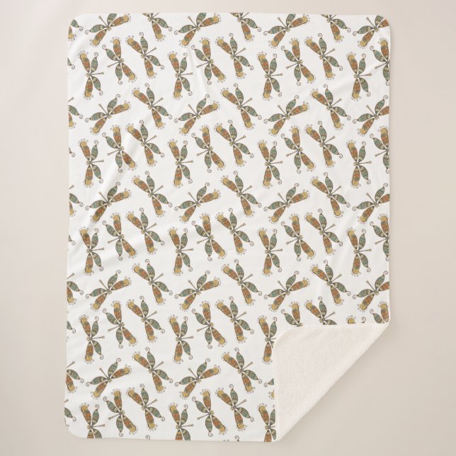 Couverture Sherpa Cadeau de dragonfly Sherpa Blanche (Devant)