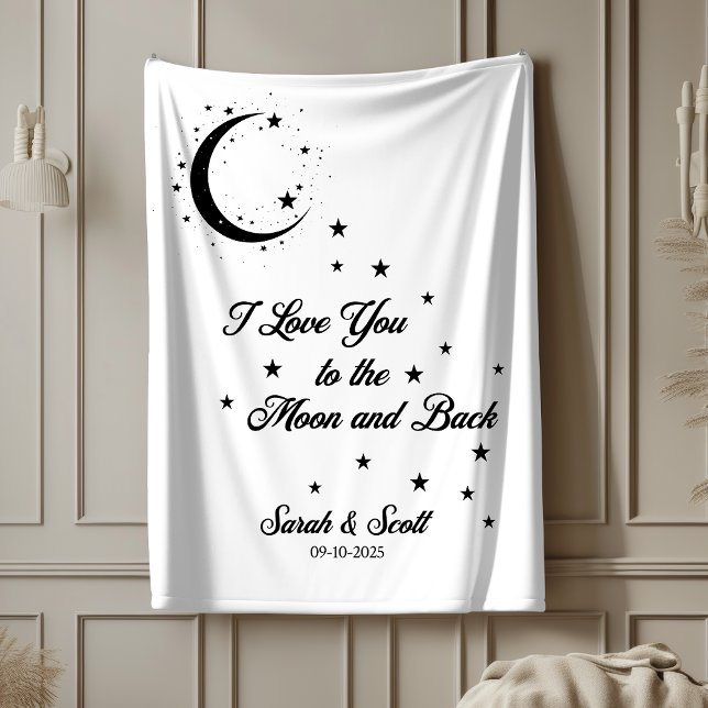 Couverture Sherpa Cadeau de mariage personnalisé, à la lune et au do (Créateur téléchargé)