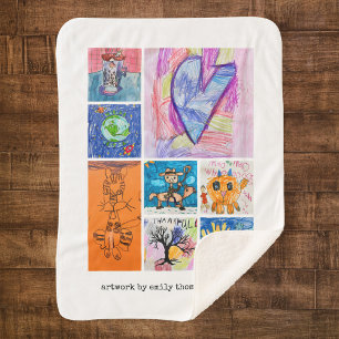 Couverture Sherpa Cadeau personnalisé d'art de 8 photos pour enfants