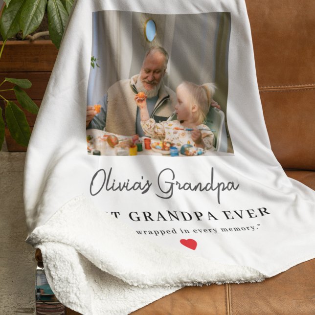 Couverture Sherpa Cadeau photo grand-père personnalisé (Créateur téléchargé)