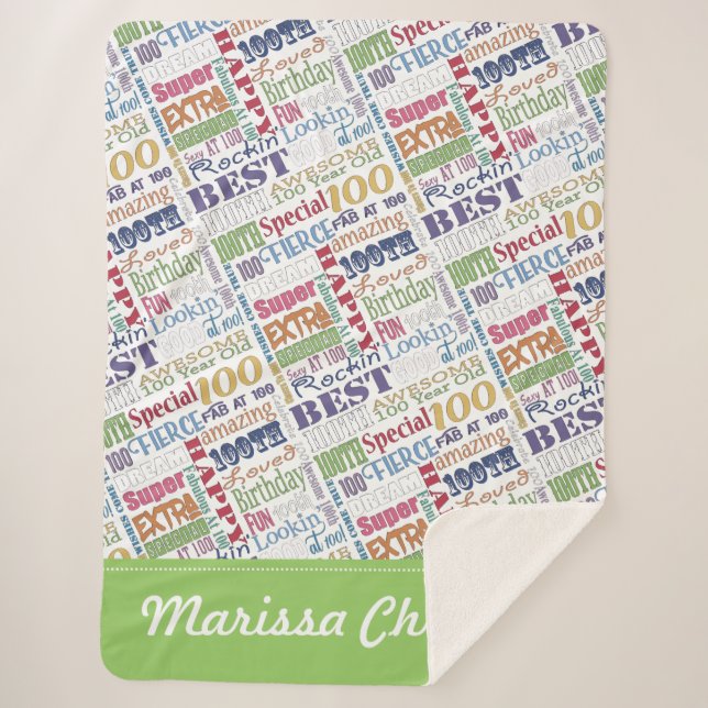 Couverture Sherpa Cadeaux spéciaux et uniques 100e fête d'anniversai (Devant)