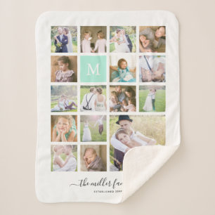 Couverture Sherpa Calligraphie de nom de monogramme de collage de