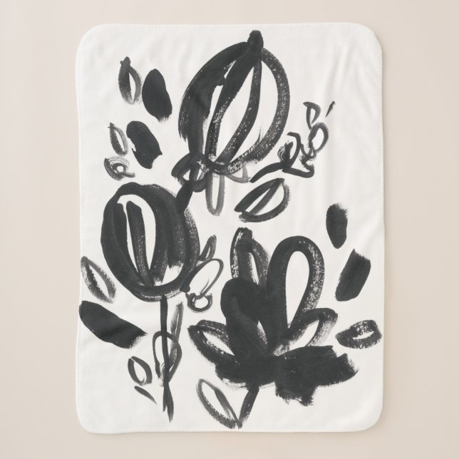 Couverture Sherpa Cameo Bloom - Noir et Blanc (Devant)