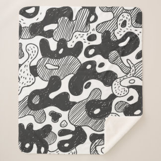 Couverture Sherpa Camouflage de Doodle Abstrait style noir