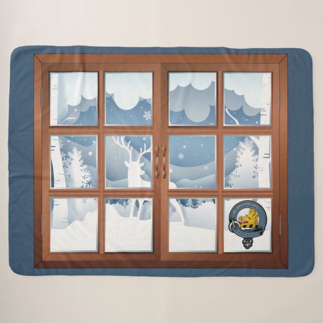 Couverture Sherpa Campagne Campbell Clan Badge Grosse scène hivernal (Devant (Horizontal))