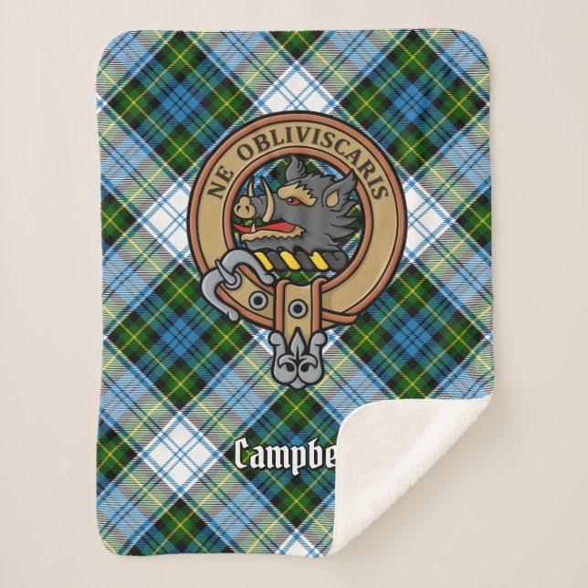 Couverture Sherpa Campbell Crest au-dessus de Tartan (Devant)