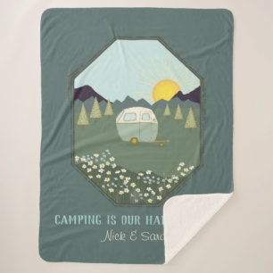 Couverture Sherpa Camping Couples en plein air Camping Trailer Perso