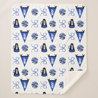 Couverture Sherpa Camping de cheer bleu et noir Pom-Pom de cheerlead