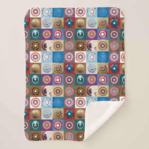 Couverture Sherpa Captain America 75e anniversaire Patchwork Bouclie