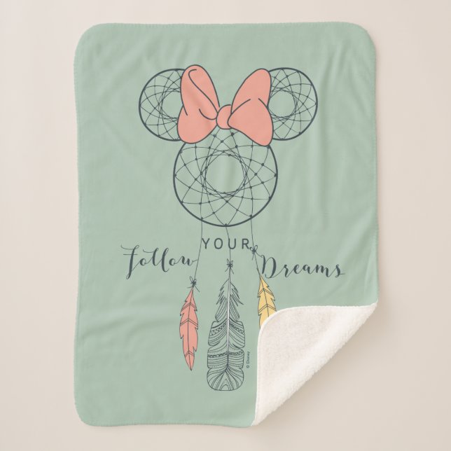 Couverture Sherpa Capteur de rêve Minnie Mouse | Suivez vos rêves (Devant)