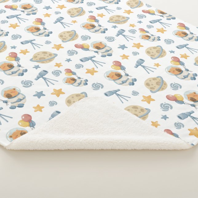Couverture Sherpa Capybara Astronaut Motif pour enfants - Sherpa Bla (3/4)