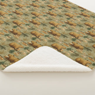 Couverture Sherpa Capybara Morning Coffee Breakfast Botanical Art