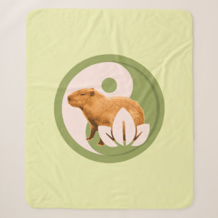Couverture Sherpa Capybara Zen Yin Yang Nature Paisible