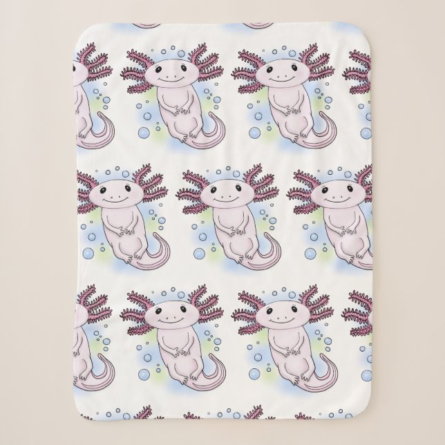 Couverture Sherpa Caricature axolotl rose adorable (Devant)