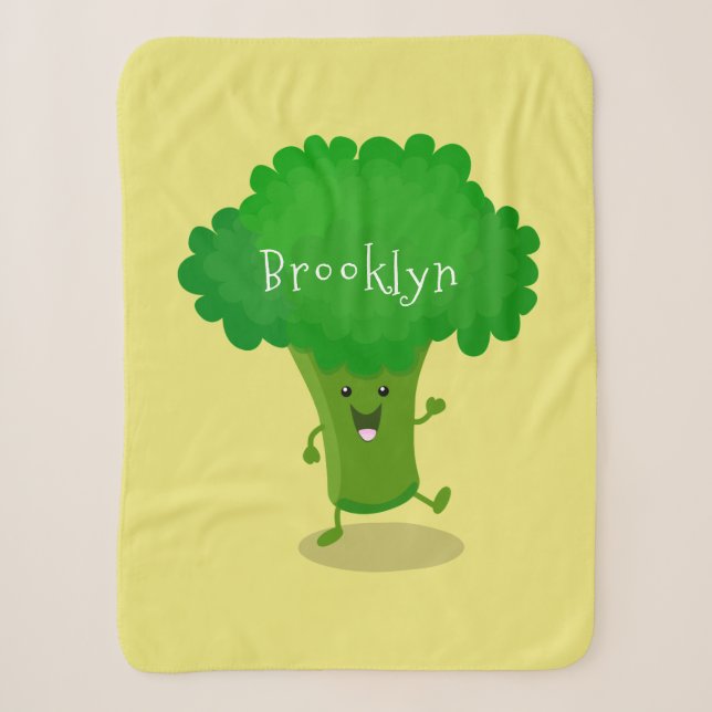 Couverture Sherpa Caricature de brocoli dansant Cute kawaii (Devant)