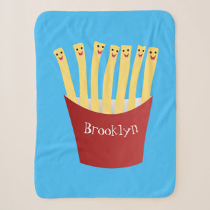 Couverture Sherpa Caricature de frites Cute kawaii fast food