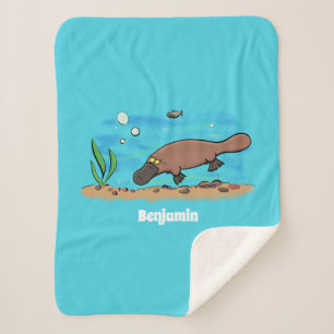 Couverture Sherpa Caricature de natation de Cute platypus