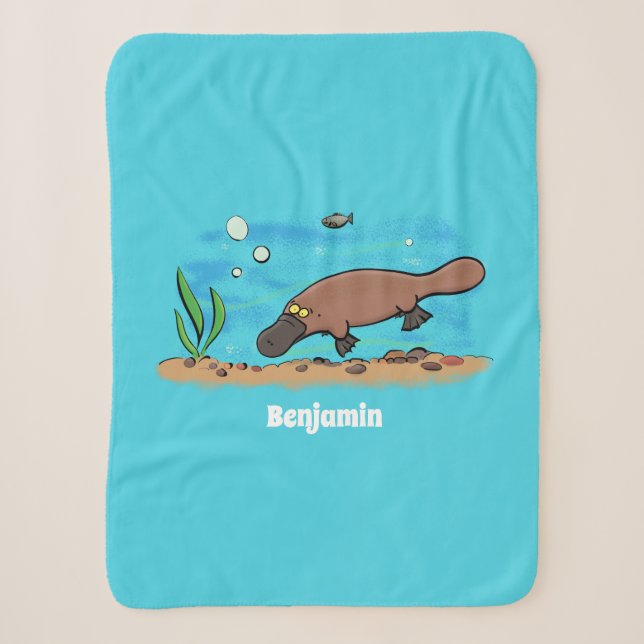 Couverture Sherpa Caricature de natation de Cute platypus (Devant)
