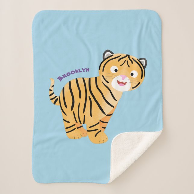 Couverture Sherpa Caricature de petit tigre joyeux (Devant)