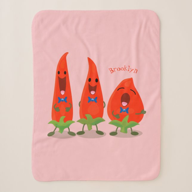 Couverture Sherpa Caricature de piments chantants mignons (Devant)