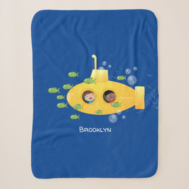 Couverture Sherpa Caricature de poisson sous-marin jaune mignon (Devant)