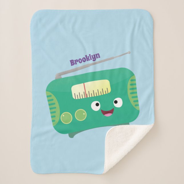 Couverture Sherpa Caricature de radio rétro amusante (Devant)