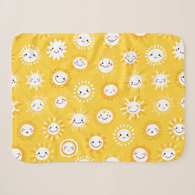 Couverture Sherpa Caricature joli sourire soleil (Devant (Horizontal))