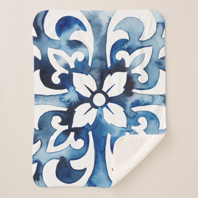 Couverture Sherpa Carreau de Cobalt II (Devant)