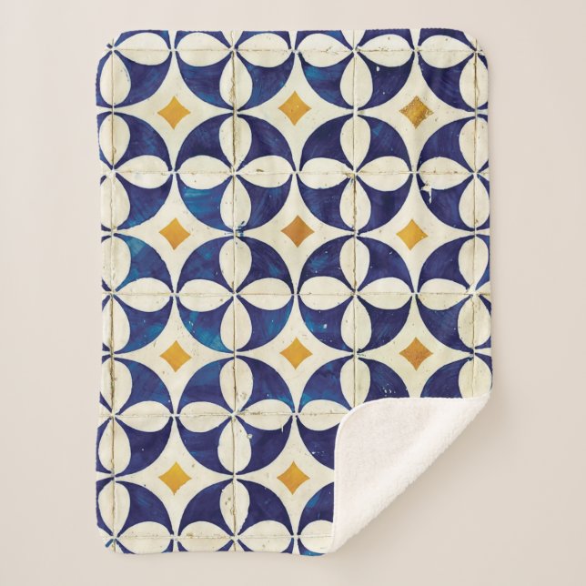 Couverture Sherpa Carreaux portugais - Azulejo Motif Design (Devant)