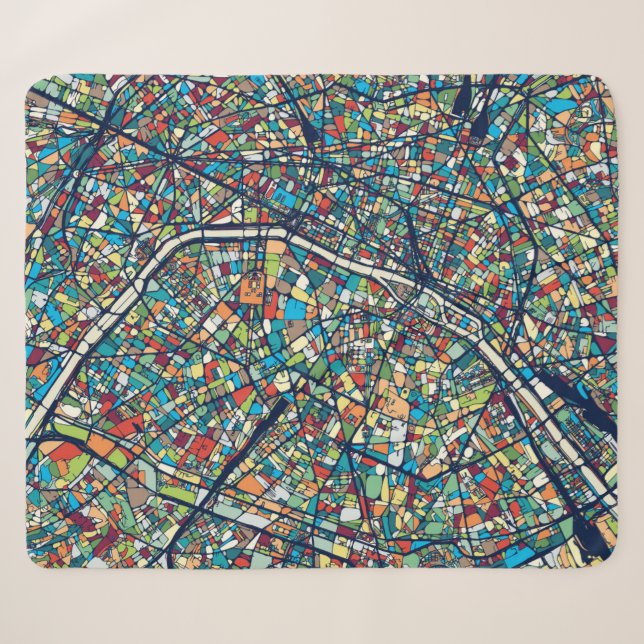 Couverture Sherpa Carte colorée de Paris France | (Devant (Horizontal))