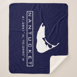 Couverture Sherpa Carte de l'île Nantucket Logo Fuzzy Sherpa Blanket