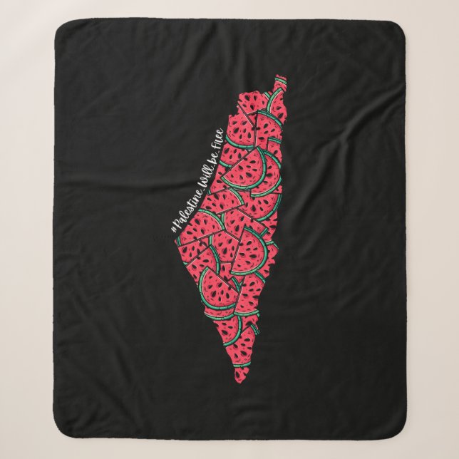 Couverture Sherpa Carte de Palestine remplie de pastèques | Palestin (Devant)