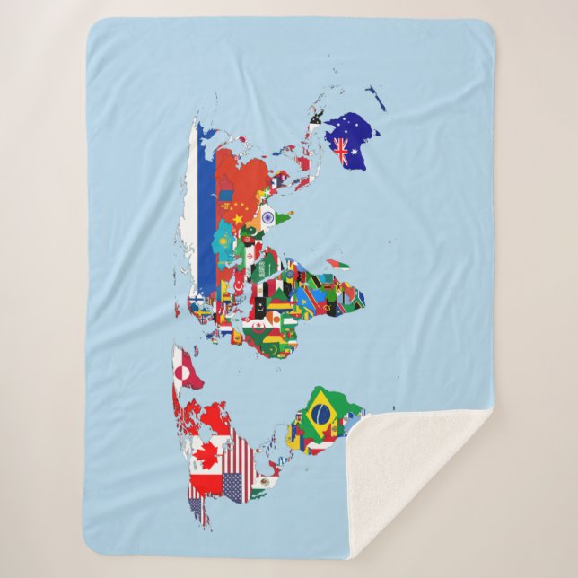 Couverture Sherpa Carte du monde des drapeaux Sherpa Blanket (Devant)