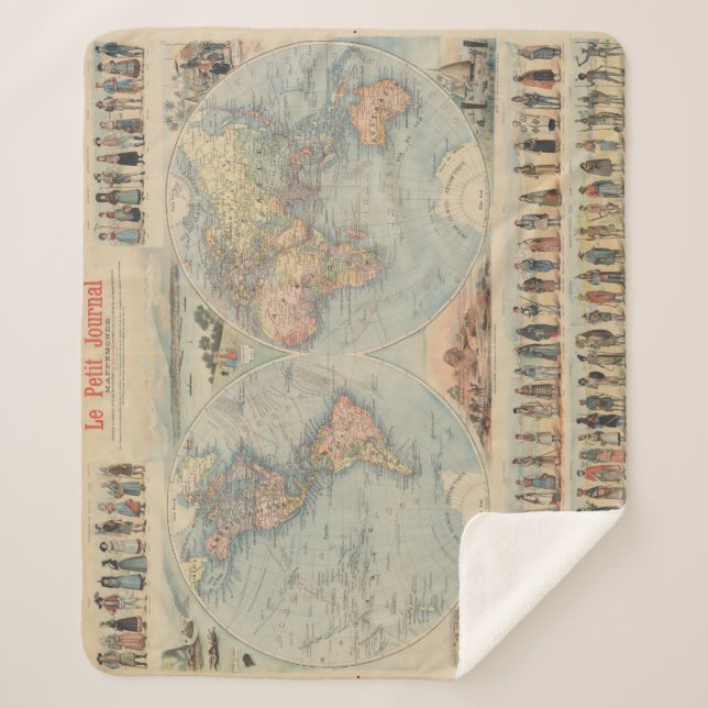 Couverture Sherpa Carte du monde vintage (Devant)
