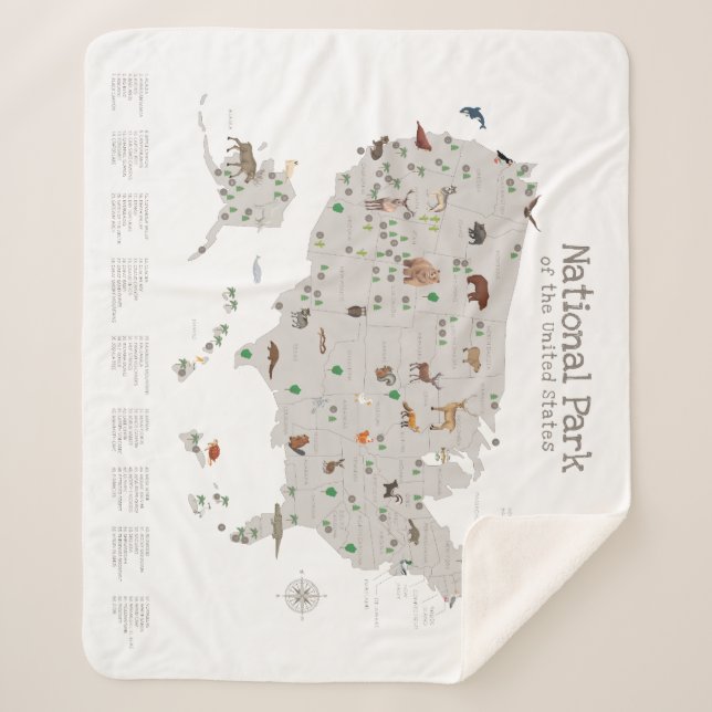 Couverture Sherpa Carte du parc national Earth Tone Woodland Nursery (Devant)