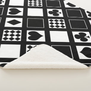 Couverture Sherpa Casino jouer aux cartes costume coeur croix clubs 