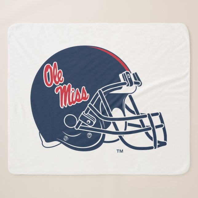 Couverture Sherpa Casque Ole Miss Football | bleu foncé (Devant (Horizontal))