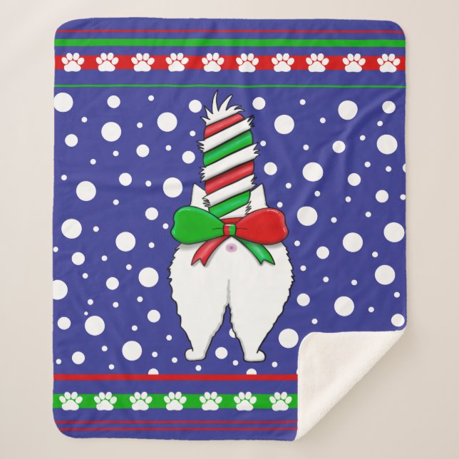 Couverture Sherpa Cat Butt Christmas Green (Devant)