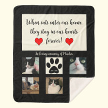 Cat Memorial 5 Photo with Poem Fleece Blanket