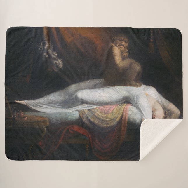 Couverture Sherpa Cauchemar par Henry Fuseli Gothic Macabre Dark Art (Devant (Horizontal))