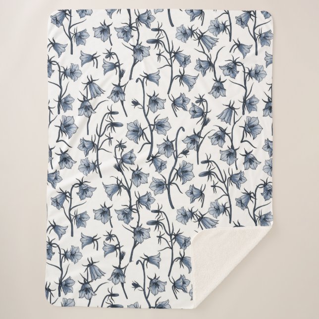 Couverture Sherpa Cellules bleues, Cloches, Bellflowers (Devant)