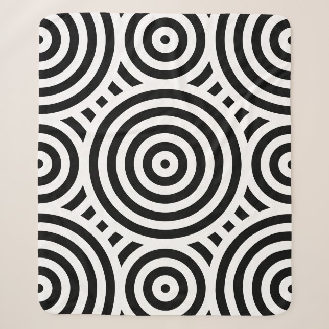 Couverture Sherpa Cercles imbriqués noirs et blancs (Devant)